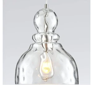 NEW Hammered Glass Pendant Light for Kitchen Island Brushed Nickel - Picture 1 of 3