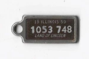 DAV mini license plate Illinois Land Of Lincoln 1053 748 Year 1959 Vintage vg + - Picture 1 of 2