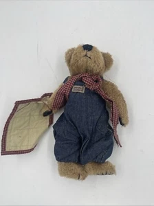 Boyds Bears The Quilt Patch Bears Plush Delbert 1996 10” Denim Overalls w/Quilt - Picture 1 of 4