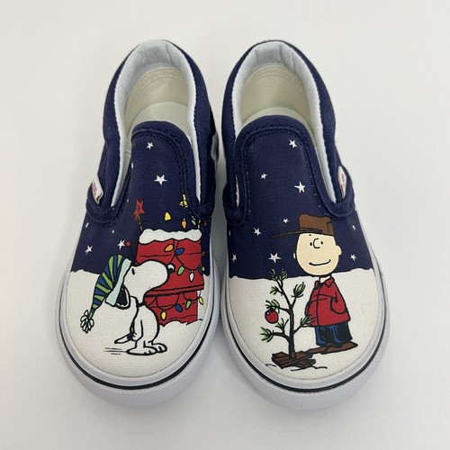 Sneakers slip on classiche Vans X Peanuts marrone Charlie Christmas Snoopy bambino 6