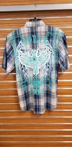 RAW BLUE Vintage Retro Throwback Button Down Plaid Shirt NEW WITH TAG (LARGE) - Picture 1 of 7