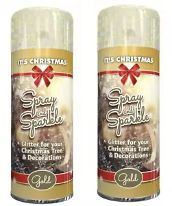 2 X GOLD CHRISTBAUM GLITZER SPRAY & SPARKLE für DEKO WEIHNACHTEN 200ml - Bild 1 von 1