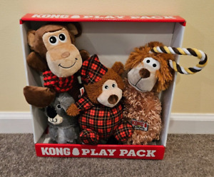 Kong Play Pack Dog Toy 4 count Holiday Gift Set Plush Pack Canine Doggy Toys NEW