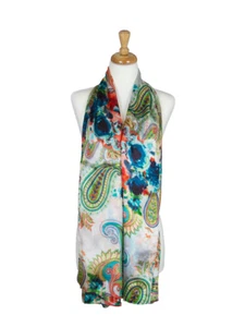 AamiraA Cashew Mulberry Chiffon Silk Stole Women Oblong Scarf Free Shipping  - Picture 1 of 6