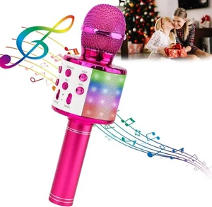 Karaoke Microphone,Handheld Wireless LED Lights Bluetooth Microphone for Kids - Picture 1 of 7