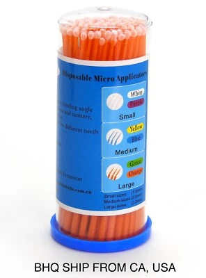 100 Pack Eyelash Extensions Disposable Micro Brushes (Orange) - Image 1 of 2