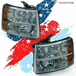 Fit For 2007-14 Chevrolet Silverado Smoked Housing Headlight Lamps Amber Corner - Foto 1 di 12