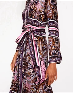 Vestido Camisa Estampado Bufanda Boden Talla 8R Francés Azul Marino Rosa Tigre Flor Paisley - Imagen 1 de 17