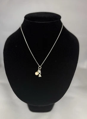 Pingente de prata mãe com pérola de pêssego pendurada em corrente esterlina 925 de 18 polegadas - Imagem 1 de 3