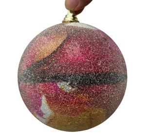 mármol brillo árbol de Navidad adorno naranja oro rosa 3" LEER - Imagen 1 de 6