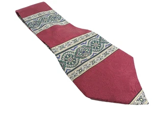 Tommy Hilfiger Men's Tie 57" Long / 4" Wide 100% Silk Maroon/ GreenMade In USA - Picture 1 of 7