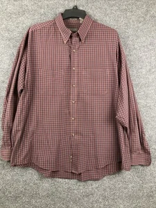 Van Heusen Men Sze XL Red & Navy Plaid Button Wrinkle Free L/S Dress Shirt EUC - Picture 1 of 4