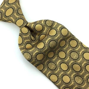 Gianni Versace Tie Italy Gold Black Medusa Circles Necktie Luxury Silk L2 NWT - Picture 1 of 7