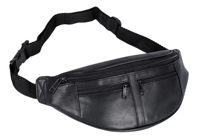 WORTMANN schwarze Leder Bauchtasche Gürteltasche Hüfttasche viele Fächer Umhängetasche