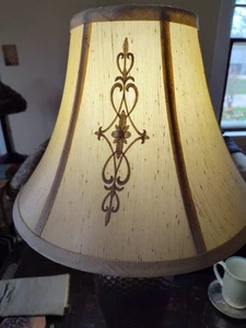 Pair Of Allen + Roth Beige Fabric Bell Lamp Shade 6" x 14" x 9" - Picture 1 of 9