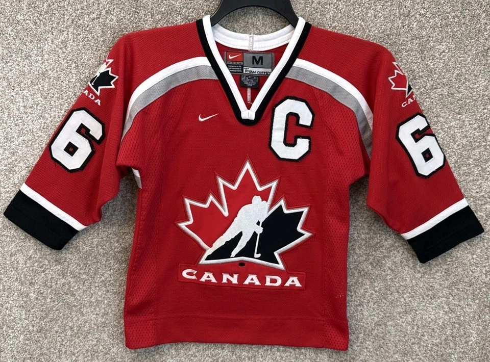 Camiseta deportiva de hockey vintage Nike para niños del equipo juvenil Canadá Mario Lemieux #66 talla mediana Foto 1 de 4