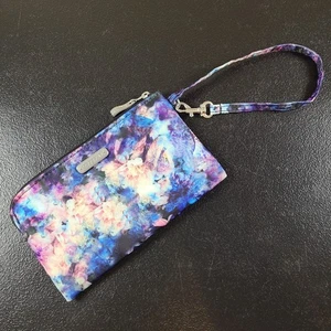 EUC Baggallini Zip Autour RFID Portefeuille Bracelet Bleu Violet Floral - Photo 1/18