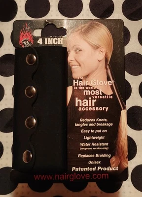 NUEVO Guante de pelo de cola de caballo de cuero negro de 4" con 4 tachuelas plateadas Foto 1 de 4