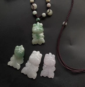 3D goldfish carving Natural Burmese jadeite stone pendant,Amulet rope Necklace - Picture 1 of 19