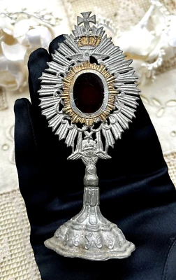 Jouet liturgique ancien, ANCIEN OSTENSOIR miniature de poupée ancienne XIXe - Photo 1/4