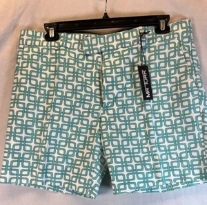 MR TURK "Roger Short" Men's Shorts White with Green Print Size 36 Brand NWT - Picture 1 of 13