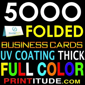 5000 VOLLFARBIG GEFALTETE 2-SEITIGE VISITENKARTE 14PT UV beschichtet GLÄNZEND freies Design - Bild 1 von 1
