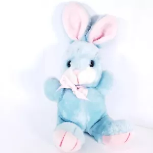 Animal Playthings Vintage Osterhase Hase 1986 blau rosa musikalisches Aufziehspielzeug - Bild 1 von 12