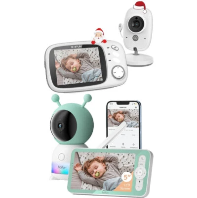 BOIFUN 2K/3MP 5 Zoll Babyphone mit Kamera Vollfarbeinstellung Cloud Speicher 355° PTZ