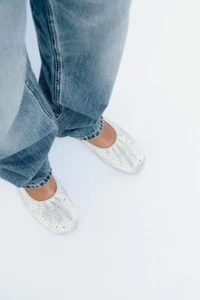 ZARA RHINESTONE BALLET FLATS New with tags , Size 10 US - Picture 1 of 4