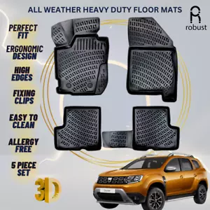 Floor Mats Liners For Dacia Duster 2018-2022 4x4 All Weather Heavy Duty Car Rugs - Foto 1 di 9
