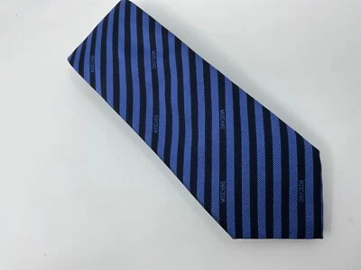MOSCHINO CORBATA HOMBRE 100% SEDA AZUL RAYAS HECHO ITALIA 3,25 x 62.  G18 Foto 1 de 3
