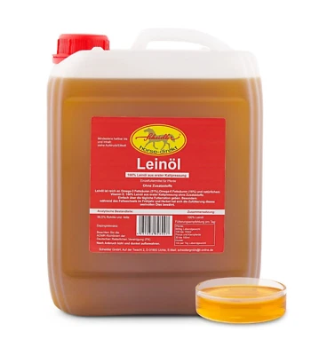 Leinöl 100 % - 5 Liter Erstpressung - frisch ohne Zusätze - Naturbelassen, Pferd - Bild 1 von 4