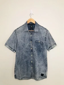Quiksilver Men's Blue Denim Short Sleeve Shirt - Size L - Picture 1 of 12