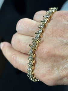Gorgeous 14k Solid Gold 4ctw Genuine Diamond Tennis Bracelet 18.4 grams - Picture 1 of 15