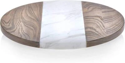 Libbey Prologue 15" Handmade Wood Marble Lazy Susan Table Centerpiece - Image 1 of 3