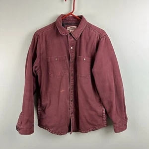 LL Bean Katahdin Iron Works Shacket Fleece Lined Button Up Shirt Mens M Burgundy - Picture 1 of 11