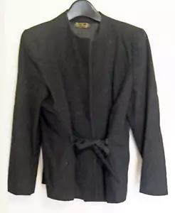 Blazer donna nero giacca cravatta vita foderato seta tutta lana vintage - Foto 1 di 8