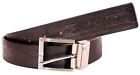 New Mens Buff Crust Textured Genuine Leather Rotating Buckle Belts