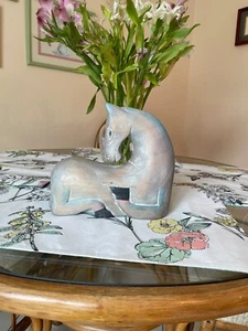 Vintage, handgeschnitzt, Holz blau PFERD Figur 9x8" Late Century Modern - Bild 1 von 7