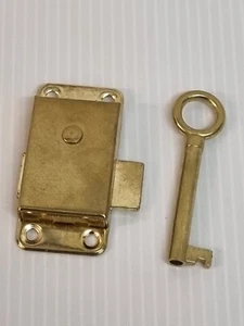 2" Vintage OLD STYLE BRASS WARDROBE LOCK -Cupboard Drawer Cabinet Door Catch  - Picture 1 of 3