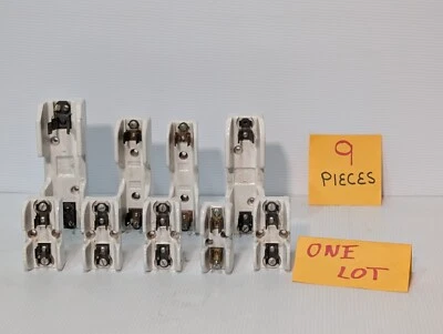 Lot of 9 Bolt-on Porcelain Ceramic Fuse Holders, Varying Sizes  Manufactures - Изображение 1 из 4