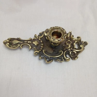 Joli bougeoir "poucier" "Rat De Cave"en bronze rococo - Photo 1/4