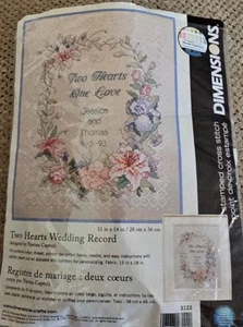 Dimensions Two Hearts Wedding Record Cross Stitch Kit By Navina Capecci 3122 - Bild 1 von 6