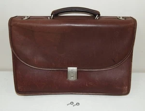 Selten!! Vintage Sattelbraun Leder "JACK GEORGES" Portfolio Aktentasche mit 2 Schlüsseln! - Bild 1 von 9