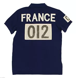 Ralph Lauren Camisa Hombre Azul Azul de la Marina Francia Bandera Big Pony Medium M Custom-Fit RL Olympic - Imagen 1 de 2