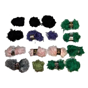 New & Used Lion Brand Fun Faux Fur Mixed Lot 15 Skeins Pink Black Green 64 Yards - Picture 1 of 5