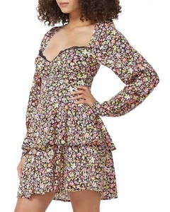 AFRM Modesto Sweetheart Mini Dress Noir Wildflower Floral Size S - Bild 1 von 5
