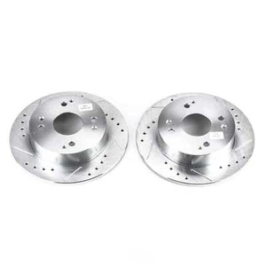 Disc Brake Rotor Set-Rear Drilled, Slotted and Zinc Plated Brake Rotor Pair - Picture 1 of 4
