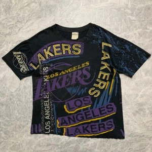 VTG 90s NBA MAGIC JOHNSON NBA Los Angeles Lakers ALL OVER PRINT AOP T-SHIRT L - Picture 1 of 6