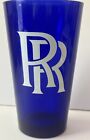 Rolls-Royce RR Logo Cocktail Drinking Glass Blue Frosted Logo 16oz